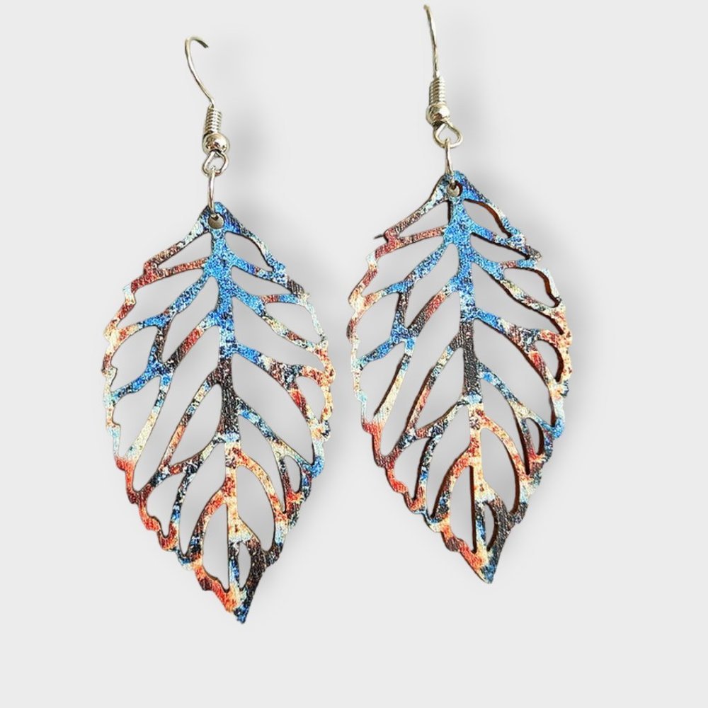 FALL Leaf Teardrop Wooden Earrings | NWT - Picture 1 of 2